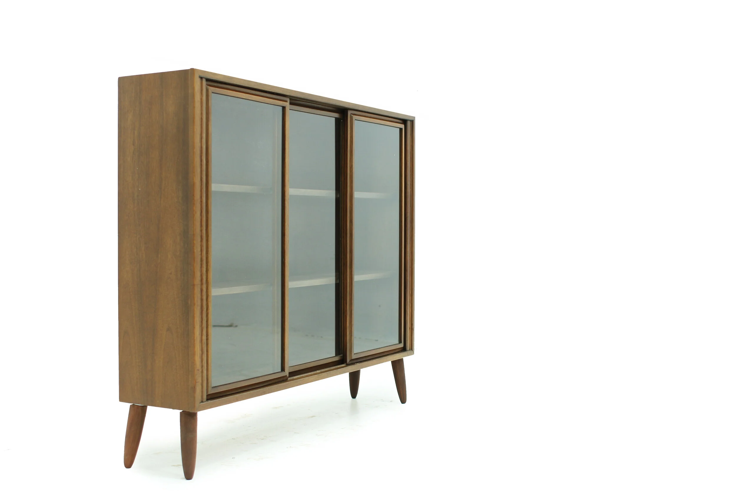 MCM Walnut and Glass Display Cabinet Item 0626 FURNITURE 1950